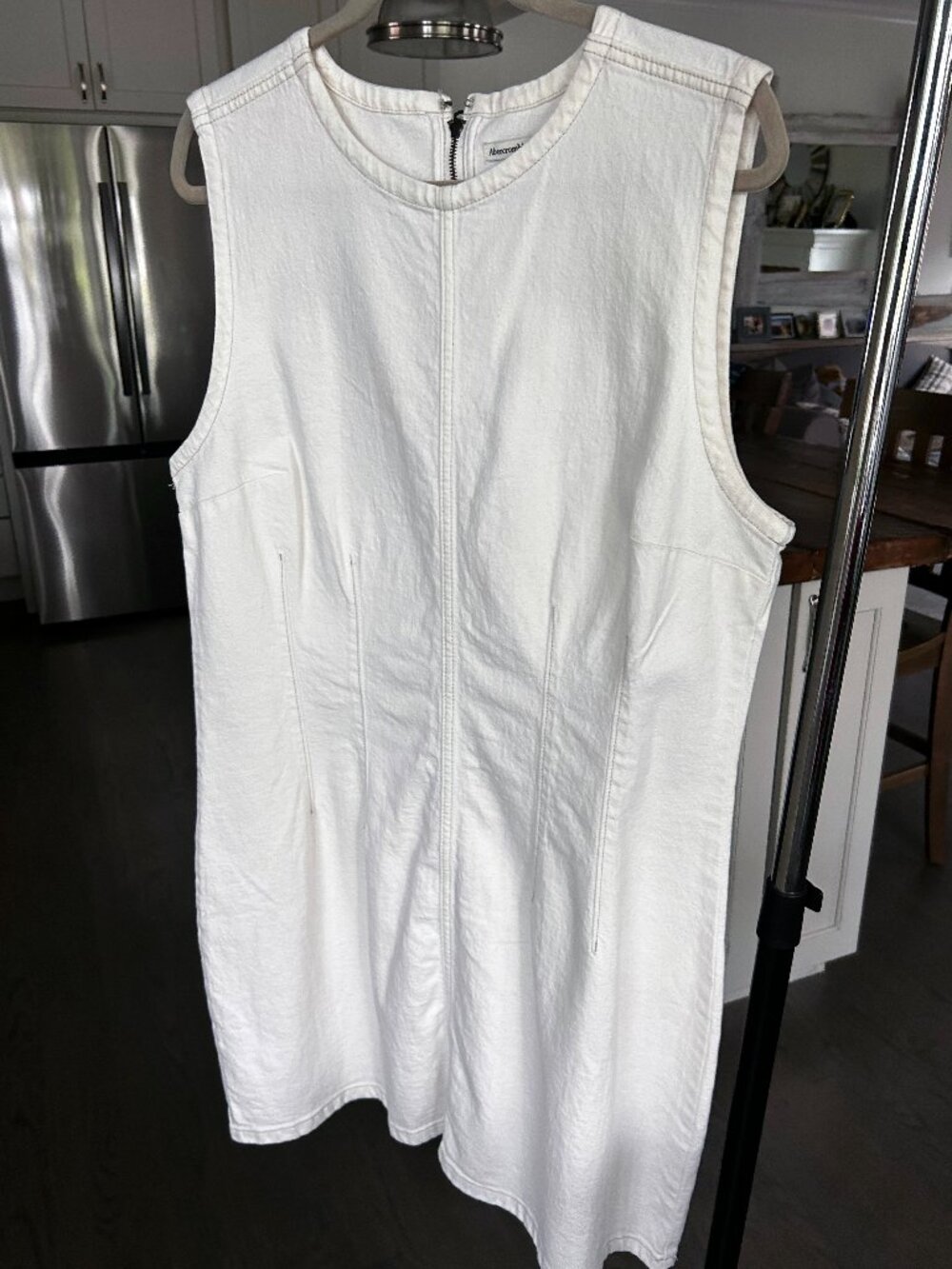 Abercrombie & Fitch White Denim Sleeveless Shift Dress XLT